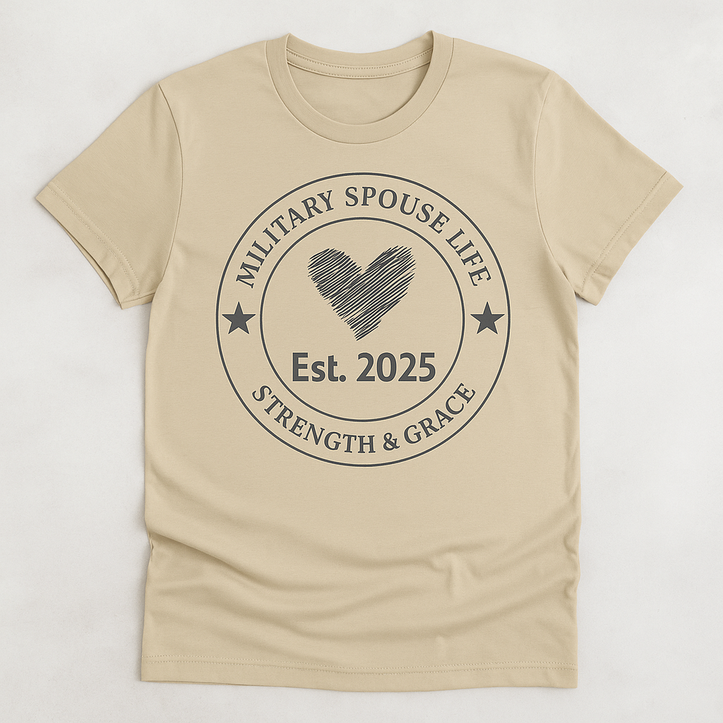 Military Spouse Life Circle Emblem Tee – Strength & Grace