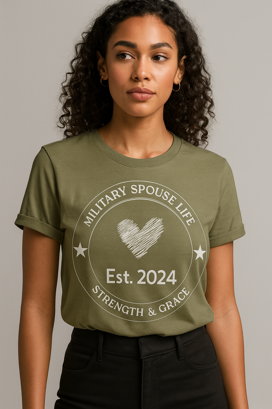 Military Spouse Life Circle Emblem Tee – Strength & Grace