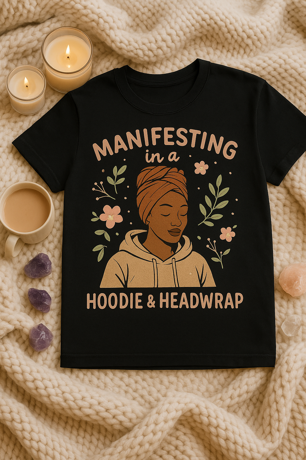 Manifesting in a Hoodie & Headwrap – Self-Care Graphic Tee/Hoodie