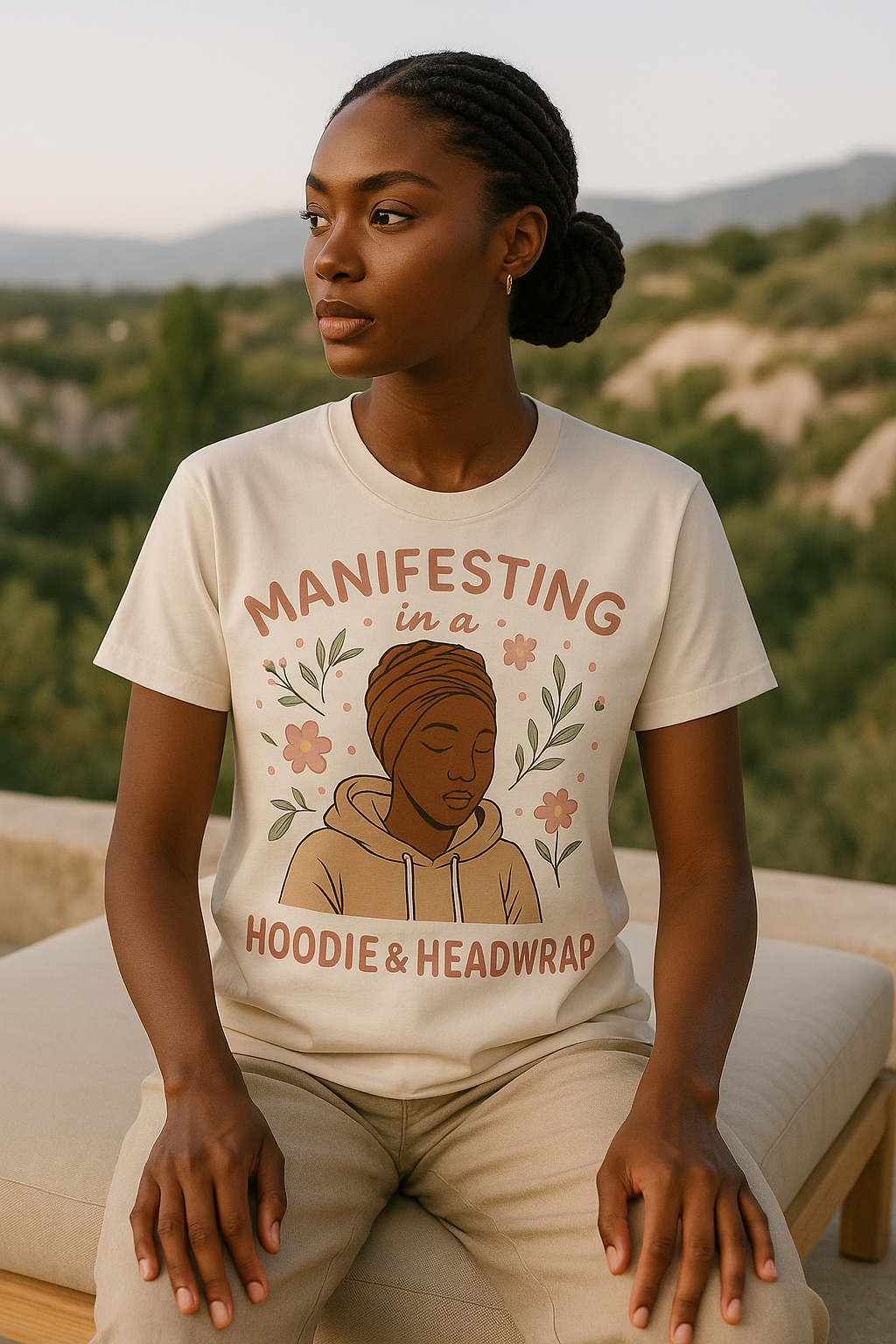 Manifesting in a Hoodie & Headwrap – Self-Care Graphic Tee/Hoodie