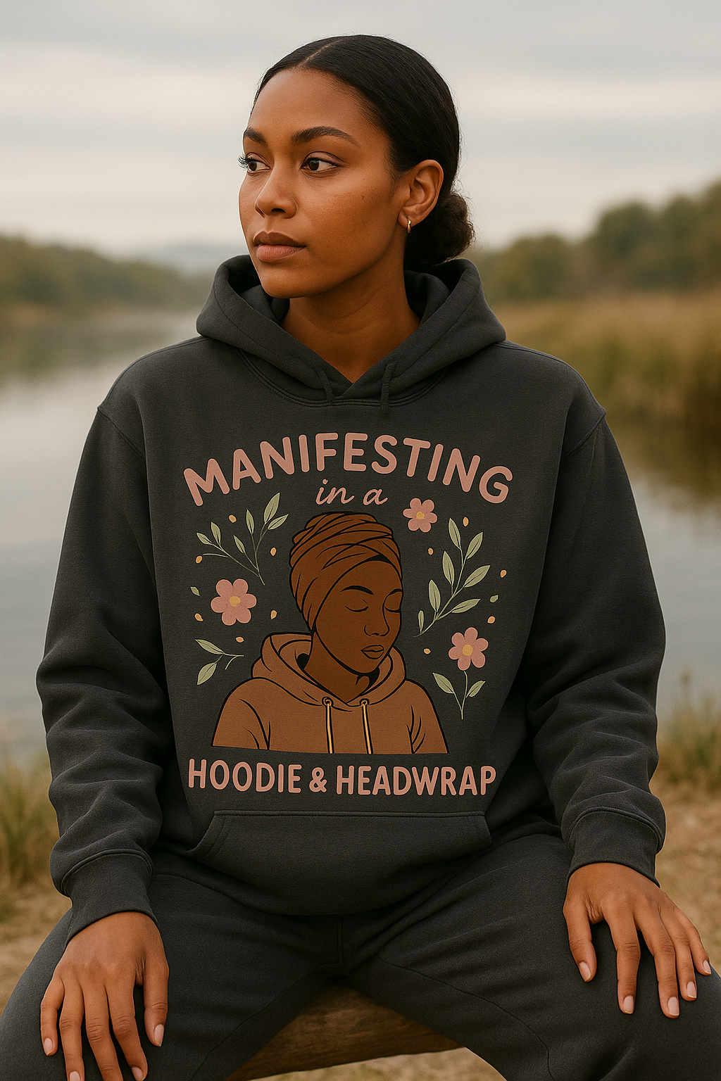 Manifesting in a Hoodie & Headwrap – Self-Care Graphic Tee/Hoodie